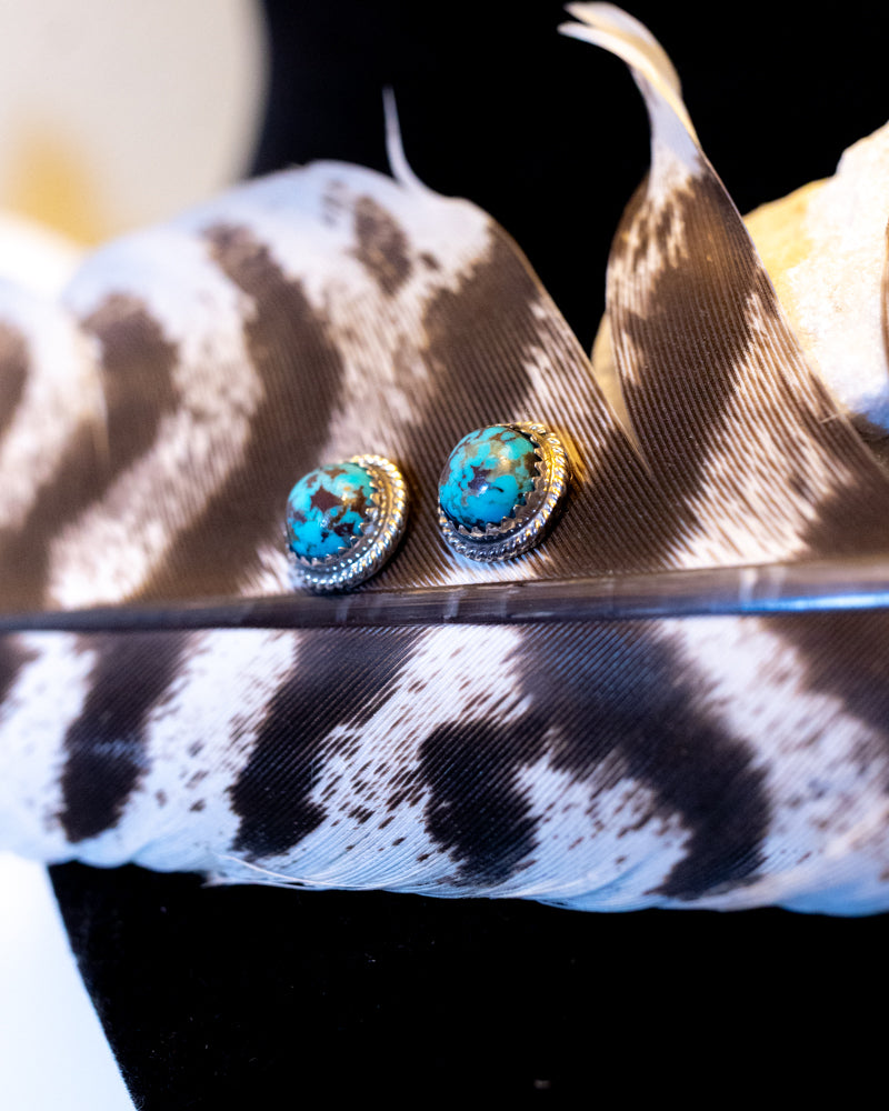 Turquoise Post Earrings - Smokin' Blues Turquoise