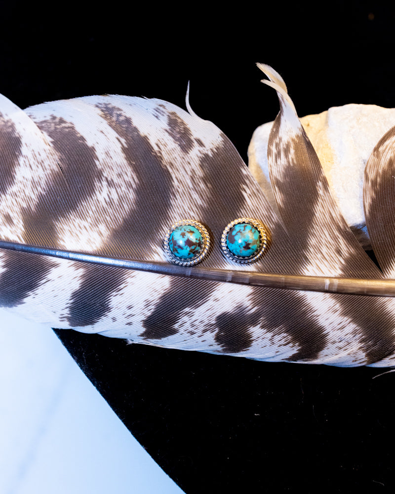 Turquoise Post Earrings - Smokin' Blues Turquoise