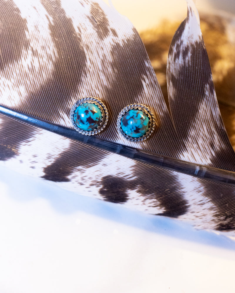 Turquoise Post Earrings - Smokin' Blues Turquoise