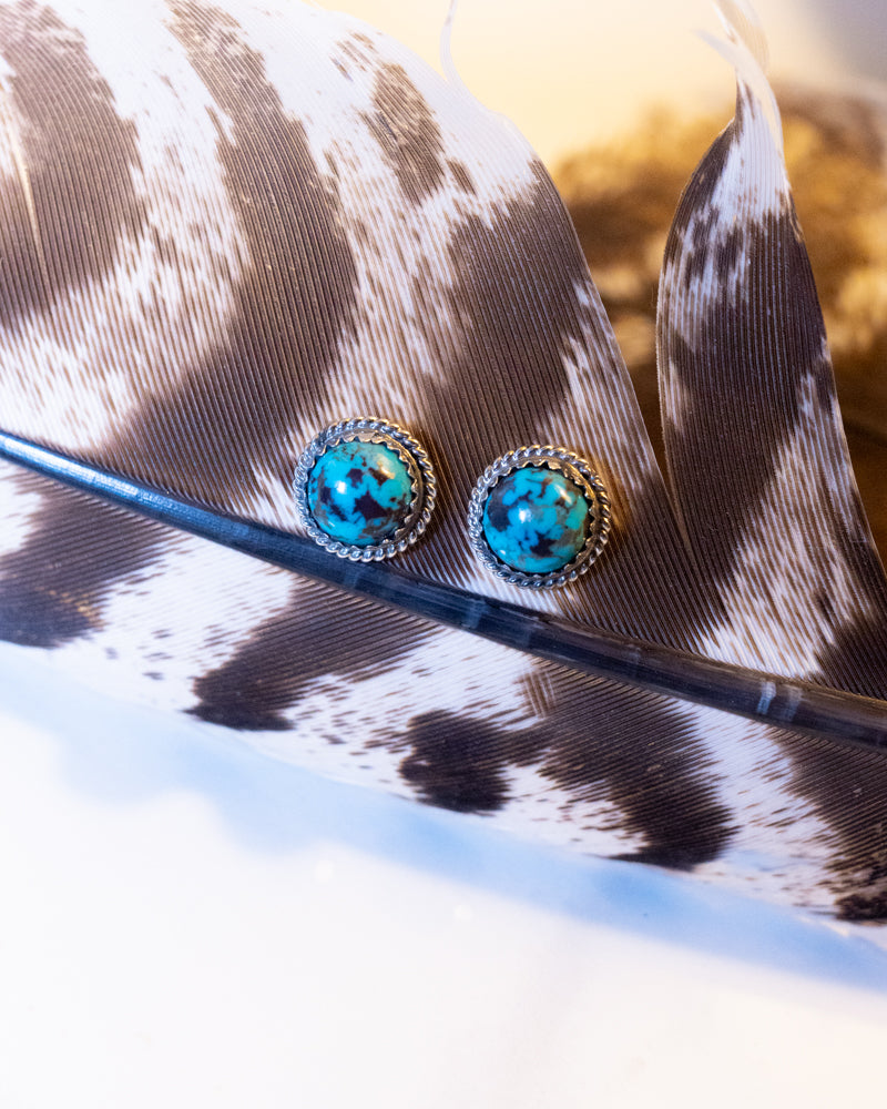 Turquoise Post Earrings - Smokin' Blues Turquoise