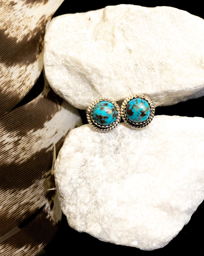 Turquoise Post Earrings - Smokin' Blues Turquoise