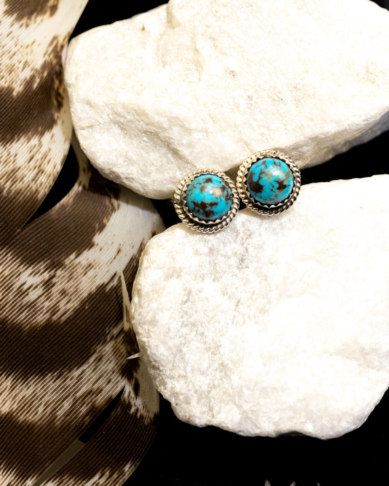 Turquoise Post Earrings - Smokin' Blues Turquoise