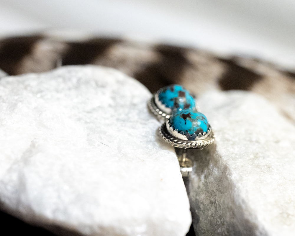 Turquoise Post Earrings - Smokin' Blues Turquoise