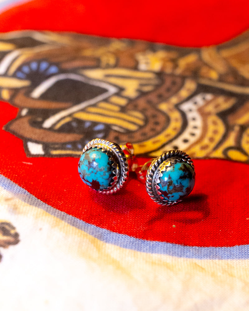 Turquoise Post Earrings - Smokin' Blues Turquoise