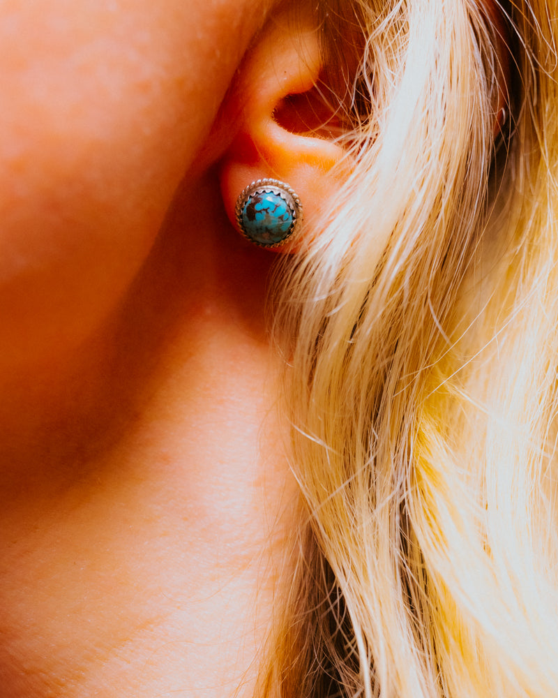 Turquoise Post Earrings - Smokin' Blues Turquoise